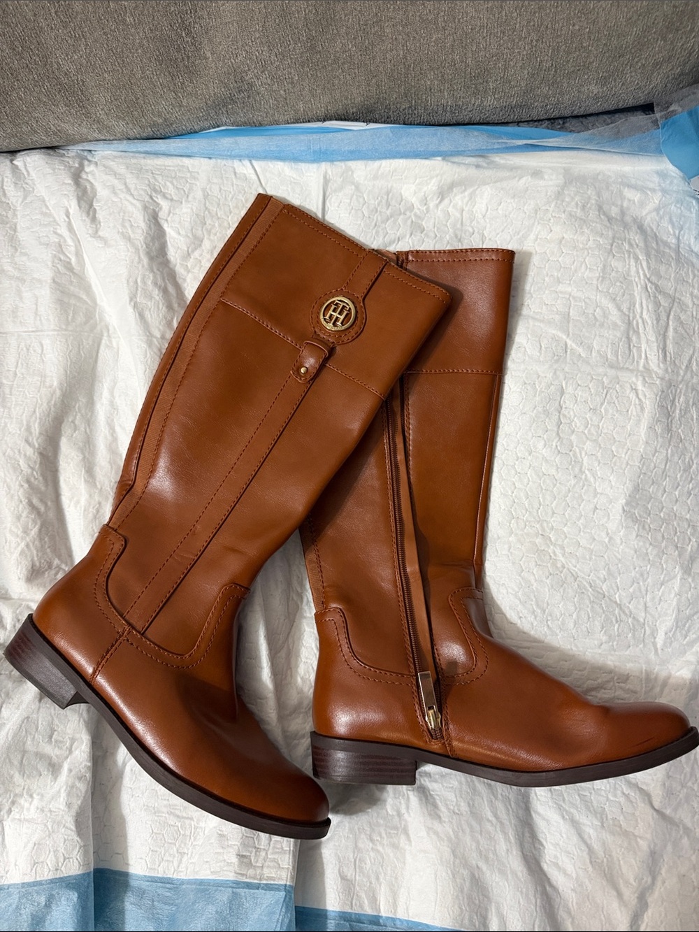Tommy hilfiger Tan Leather Riding Boots